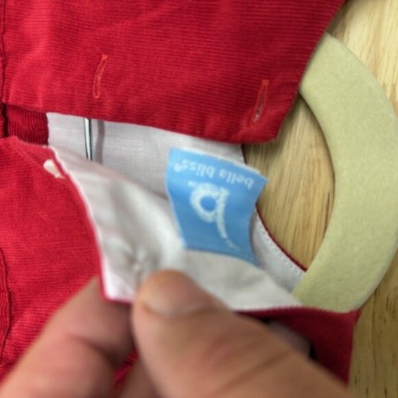 Bella Bliss Red Corduroy Romper – Size 12M - Picture 4 of 4